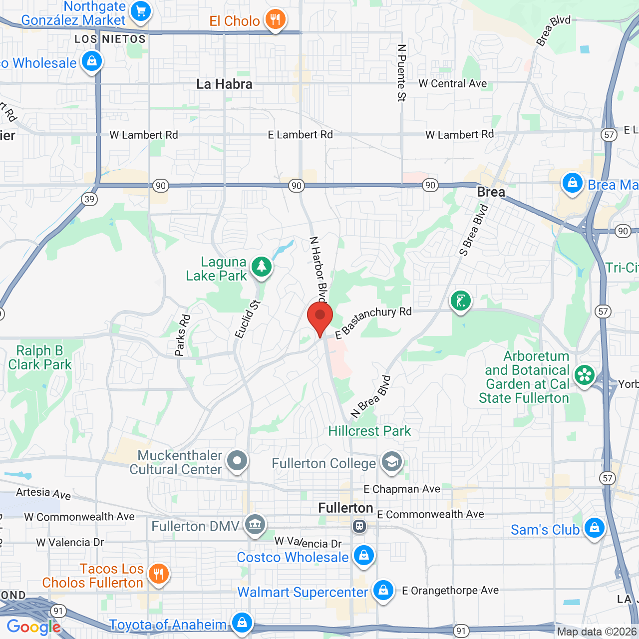 Google map image of our location in 111 W Bastanchury Rd Fullerton, CA